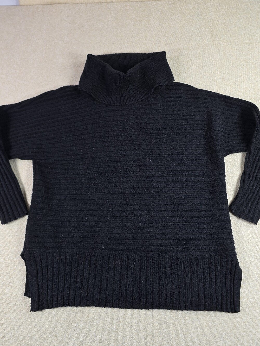 Christopher & Banks Womens XL Black Ribbed Turtleneck Sweater Cozy